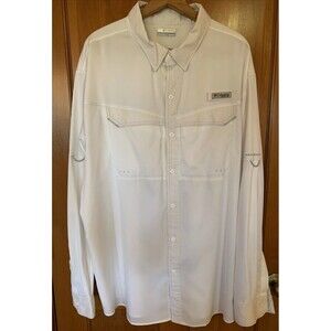 Columbia PFG Omni-Shade Mens Shirt XXT 2X Tall White Long Sleeve Fishing Outdoor